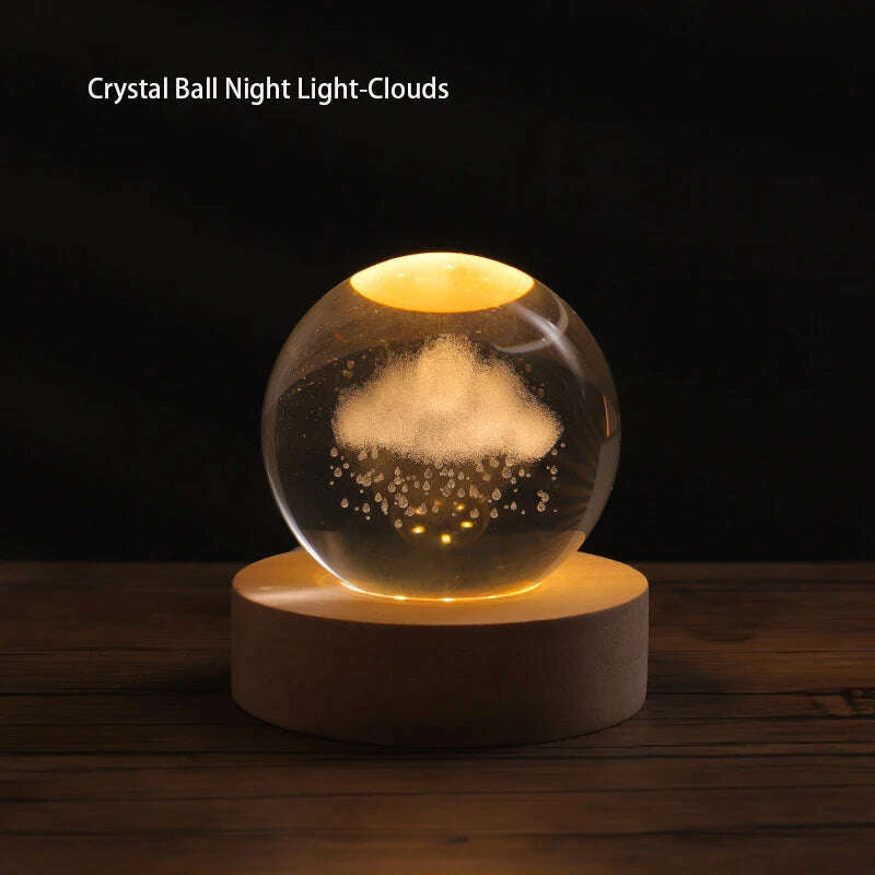 KIMLUD, Interstellar Universe Moon Crystal Ball Night Light Desktop Bedroom Home Decoration Romantic Valentine Day Kid Gift Night Lamp, Clouds, KIMLUD APPAREL - Womens Clothes