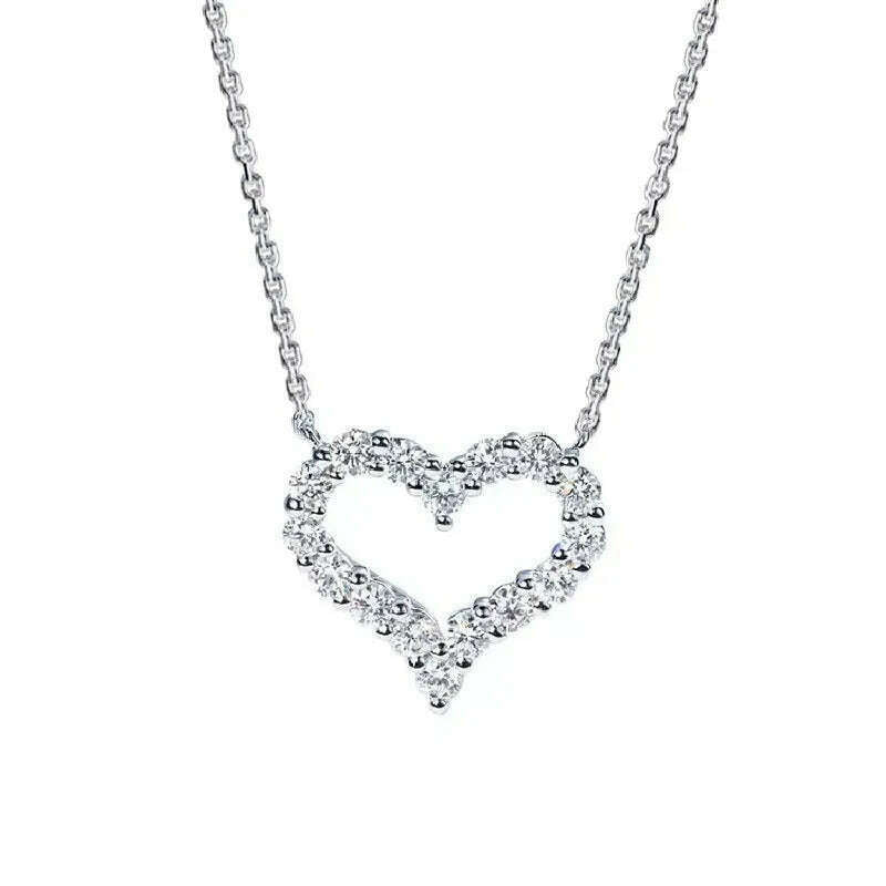 IOGOU Heart Shape Moissanite Diamond Pendant Solid Sterling Silver 925 Necklace High Quality Wholesale Jewelry Engagement Gift - KIMLUD