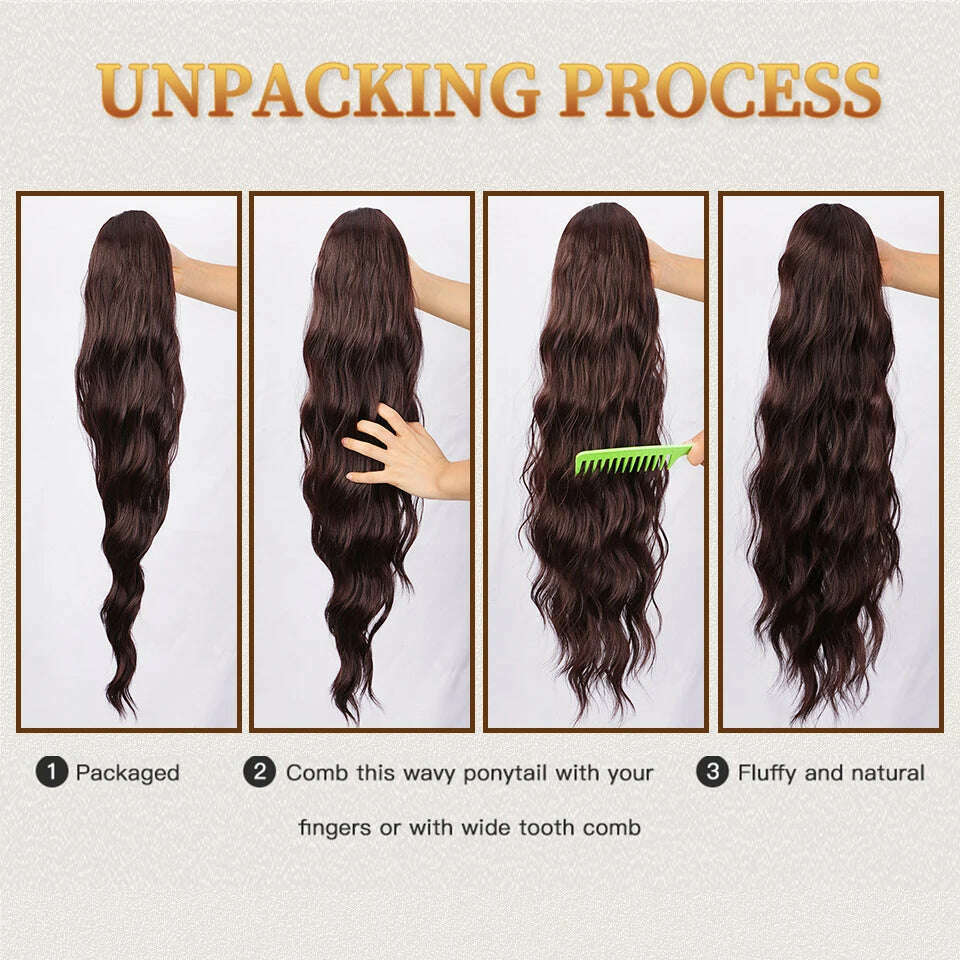 KIMLUD, I's a wig Synthetic Long natural wave hair extensions for women Wrap Around Clip In Ponytail Hair Extension Heat Reistan, KIMLUD Womens Clothes