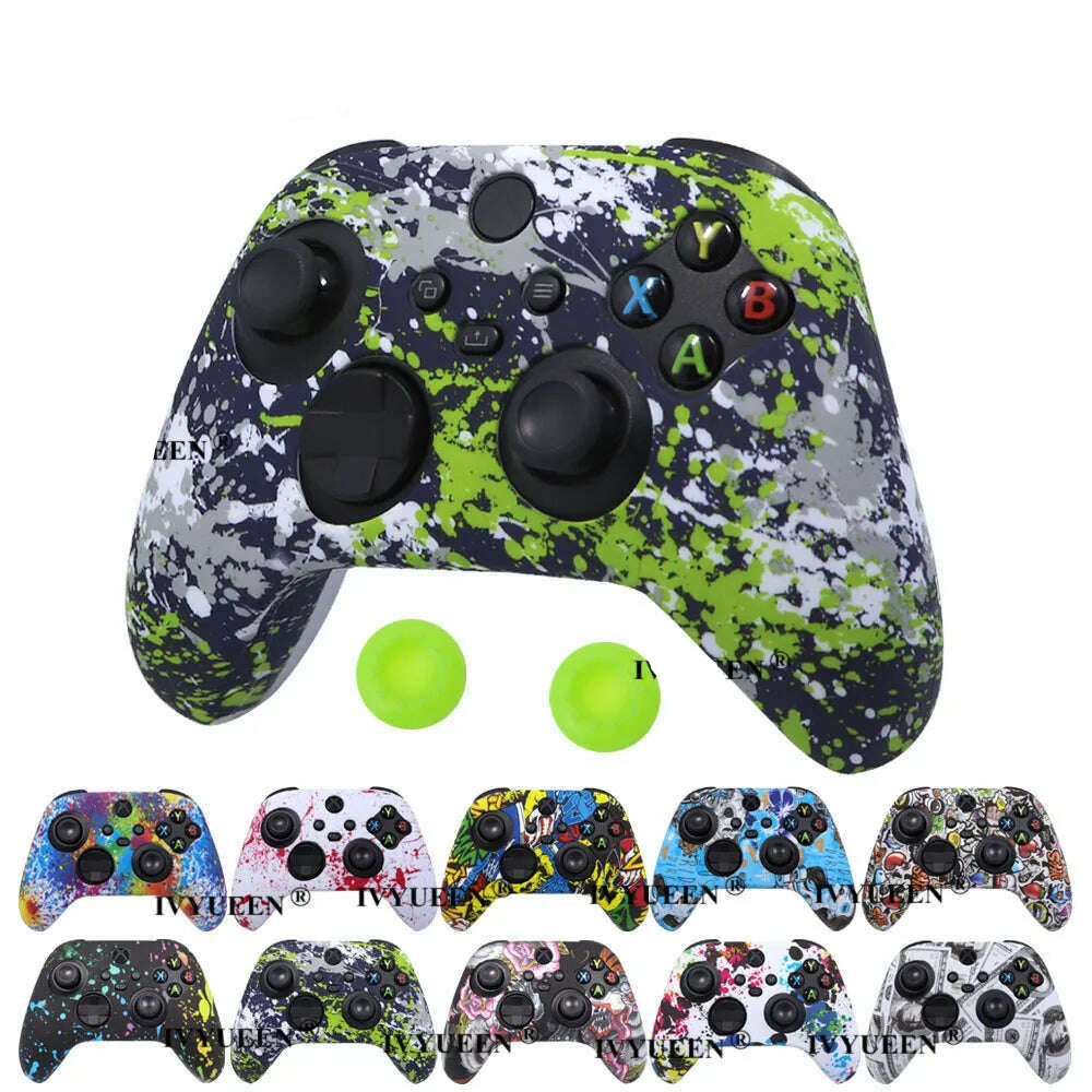 KIMLUD, IVYUEEN for XBox Series S X Wireless Controller Water Transfer Printing Protective Silicone Case Skin with Thumb Stick Grip Caps, KIMLUD Womens Clothes