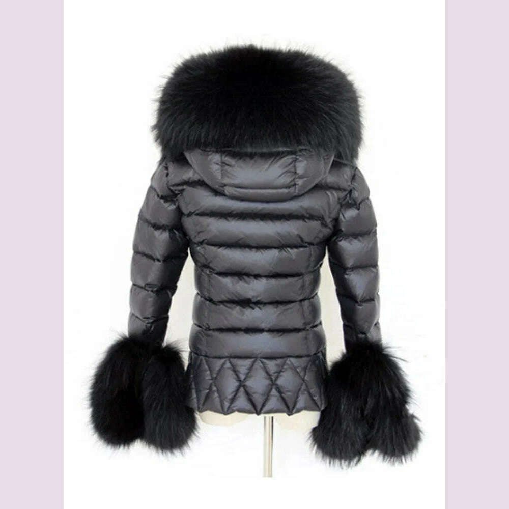 KIMLUD, Janveny Real Raccoon Fur Hooded 90% White Duck Down Coat Women Winter Puffer Jacket Thick Warm Female Feather Parkas Outwear, KIMLUD Womens Clothes