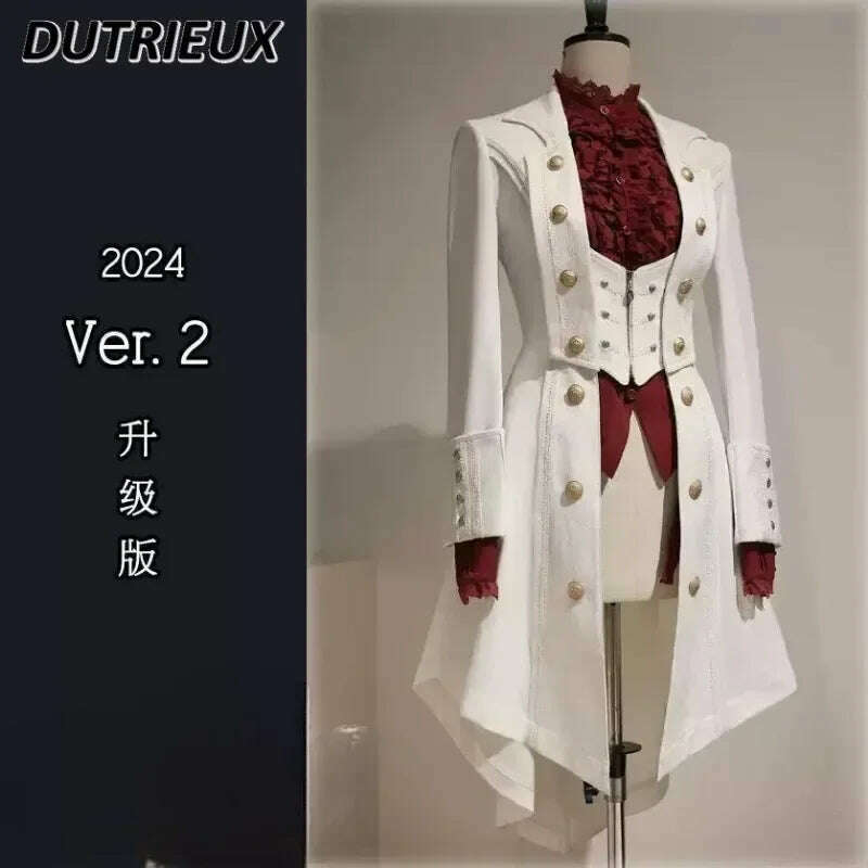 KIMLUD, Japanese Retro Dark Long Trench Coat British Style Gothic Handsome Knight Outfit Lolita Sweet Long-sleeved Slimming Jacket, KIMLUD Womens Clothes