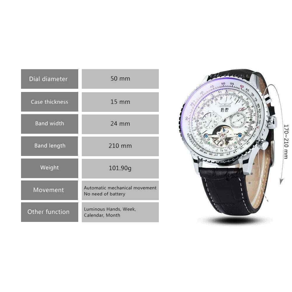 KIMLUD, JARAGAR Tourbillon Automatic Watch for Men Multifunction Sub-Dials Military Sports Mechanical Watches Luxury Leather Strap 2023, KIMLUD Womens Clothes