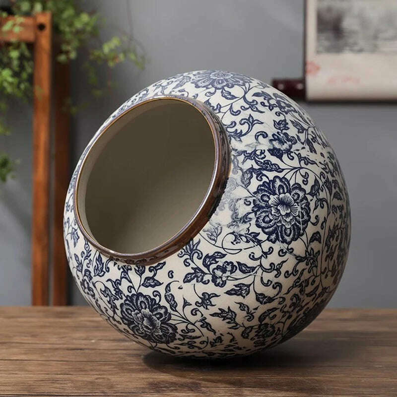 KIMLUD, Jingdezhen-ceramic vase for home decoration, blue and white porcelain decoration, KIMLUD Womens Clothes