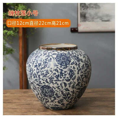 KIMLUD, Jingdezhen-ceramic vase for home decoration, blue and white porcelain decoration, A, KIMLUD Womens Clothes