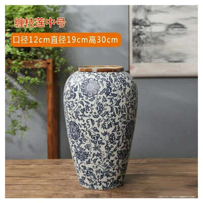 KIMLUD, Jingdezhen-ceramic vase for home decoration, blue and white porcelain decoration, B, KIMLUD Womens Clothes