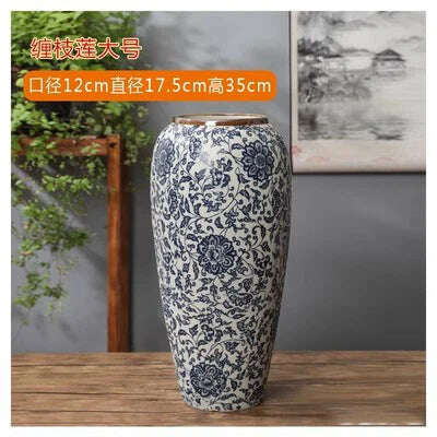 KIMLUD, Jingdezhen-ceramic vase for home decoration, blue and white porcelain decoration, C, KIMLUD Womens Clothes