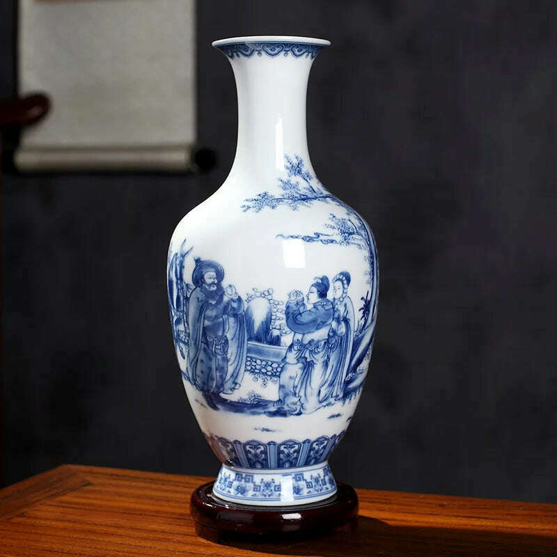 KIMLUD, Jingdezhen Ceramics Under-glazed Blue and white porcelain new Chinese style Vase Decoration living room flower arrangement, KIMLUD Womens Clothes