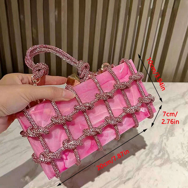 KIMLUD, JIOMAY Luxury Rhinestone Purses For Women Brand Fashion Designer Handbags Marbling Evening Clutch Versatile Party Rhinestone Bag, KIMLUD Womens Clothes