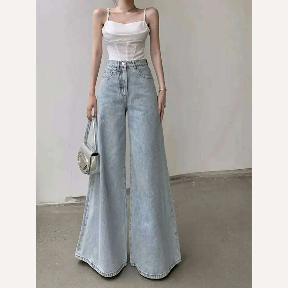 Jmprs Loose Women Jeans High Waist Korean Causal Ladies Wide Leg Denim Pants Fashion Simple Female Baggy Trousers - KIMLUD