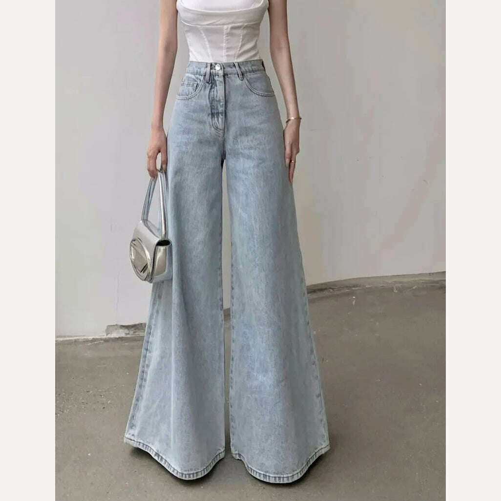 KIMLUD, Jmprs Loose Women Jeans High Waist Korean Causal Ladies Wide Leg Denim Pants Fashion Simple Female Baggy Trousers, KIMLUD Womens Clothes