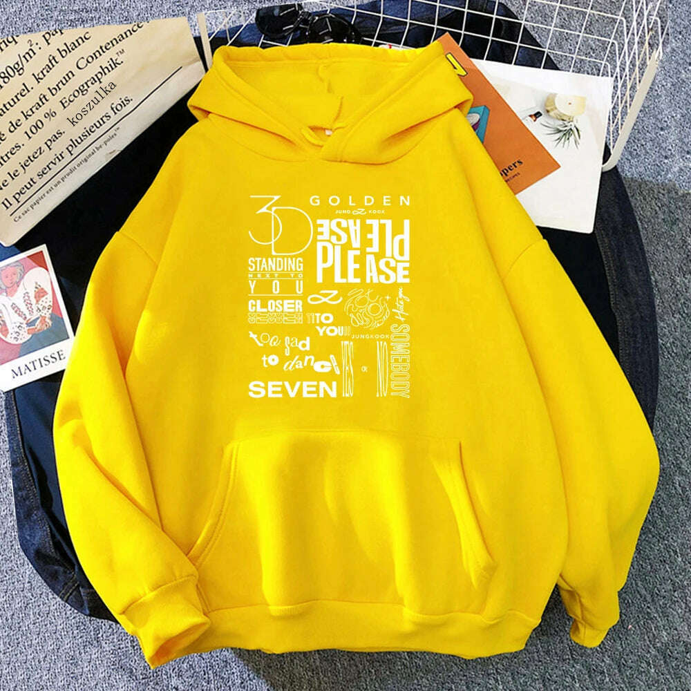 KIMLUD, JungKook Golden Hoodie Women Harajuku Standing Next To You Hoodies Unisex Autumn Winter Vintage Seven Pullover Sweatshirts Korea, 15007-GH9 / XXXL, KIMLUD APPAREL - Womens Clothes