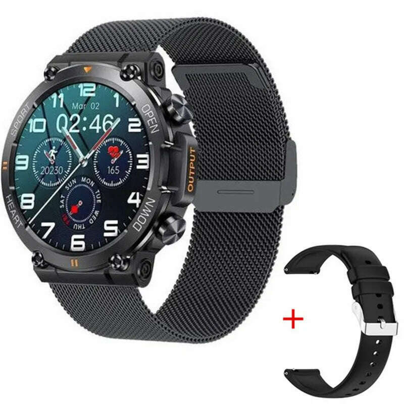 KIMLUD, K56 Pro Smart Watch 1.39 Inch Men Women BT Call Heart Rate Blood Pressure 400mah Big Battery Sport Outdoors Smartwatch, Black Milan, KIMLUD APPAREL - Womens Clothes