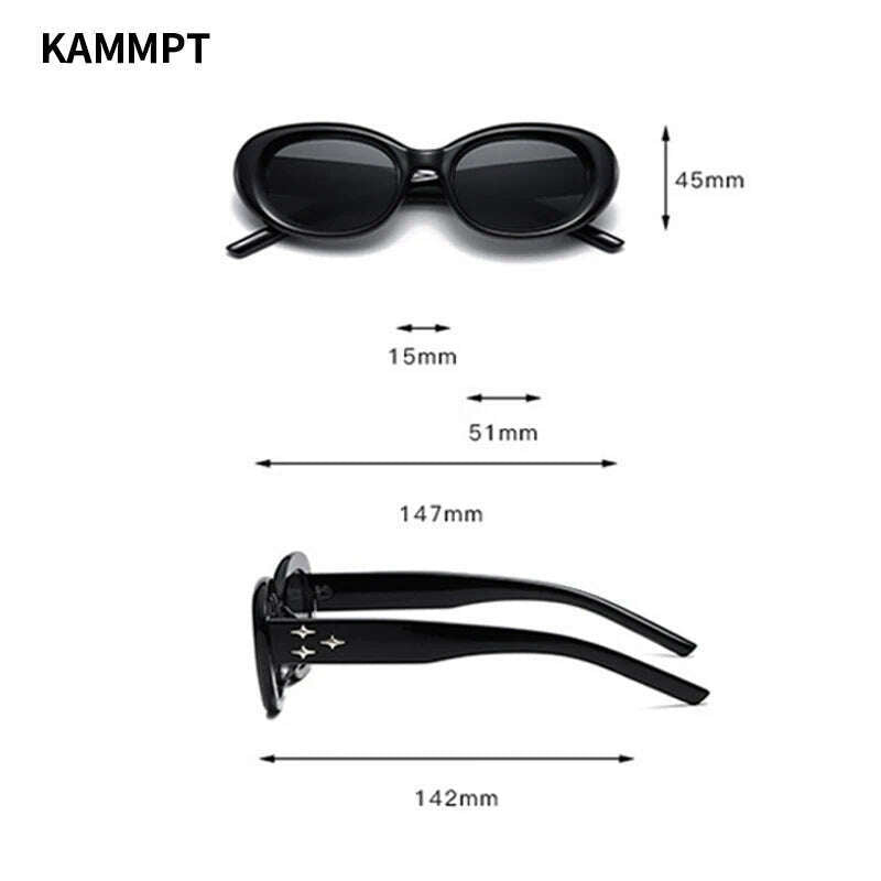 KIMLUD, KAMMPT Vintage Oval Sunglasses Women Fashion Ins New Trendy Candy Color Shades Eyewear Luxury Brand Deisgn UV400 Sun Glasses, KIMLUD Womens Clothes