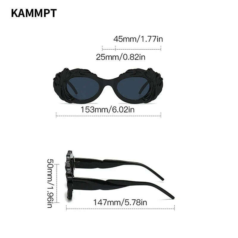 KIMLUD, KAMMPT Vintage Oval Women Sunglasses Stylish Candy Color Cloud Shaped Rim Shades 2023 New Trendy Punk Brand Design UV400 Eyewear, KIMLUD Womens Clothes