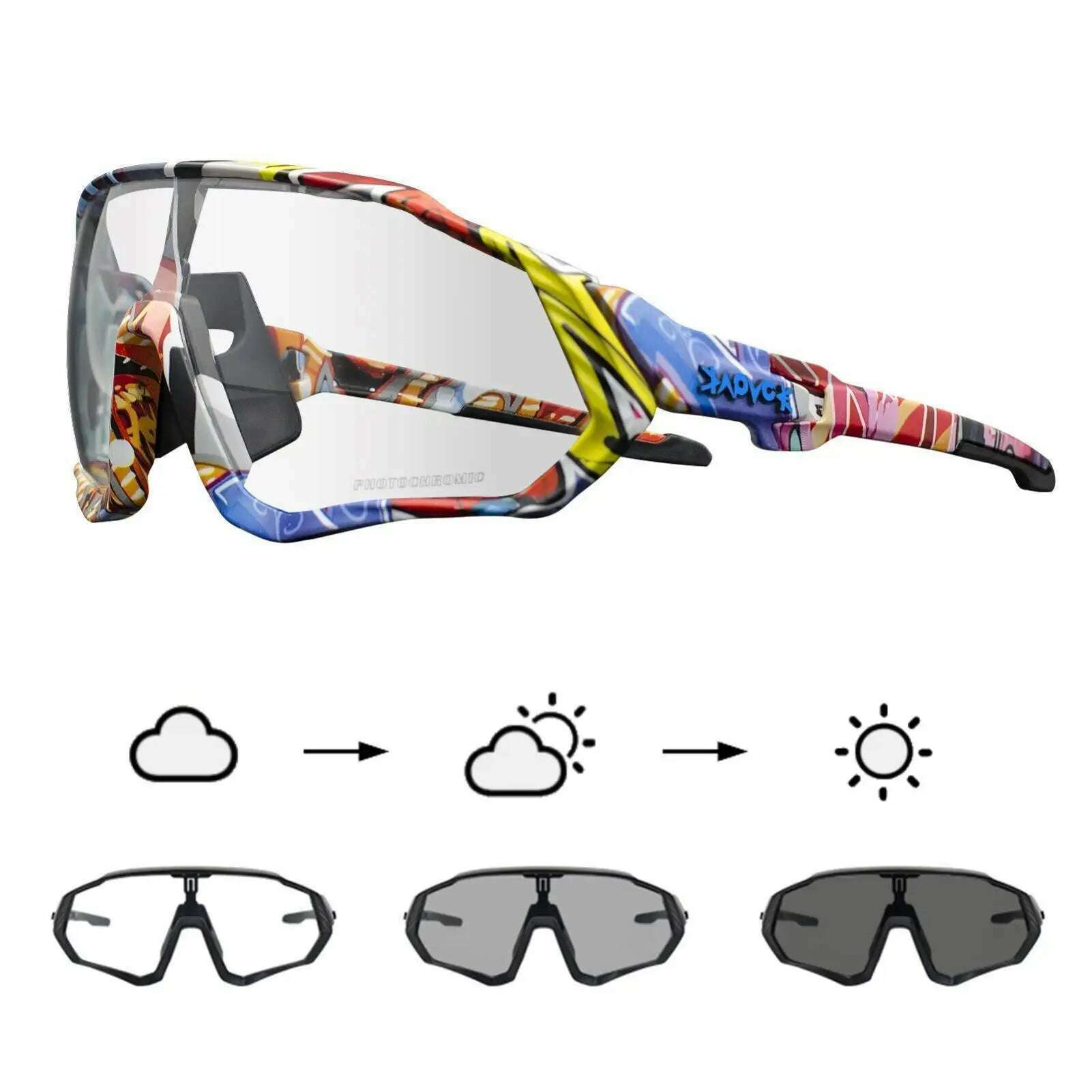 KIMLUD, Kapvoe Cycling Glasses Photochromic Bicycle Goggles Outdoor Sports Cycling Sunglasses Built-in Myopia Frame UV400 Bike Eyewear, 01 / Photochromic-1Lens, KIMLUD APPAREL - Womens Clothes