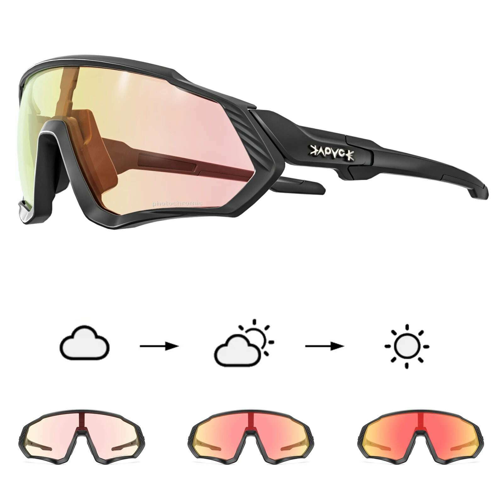 KIMLUD, Kapvoe Cycling Glasses Photochromic Bicycle Goggles Outdoor Sports Cycling Sunglasses Built-in Myopia Frame UV400 Bike Eyewear, 02 1 / Photochromic-1Lens, KIMLUD APPAREL - Womens Clothes