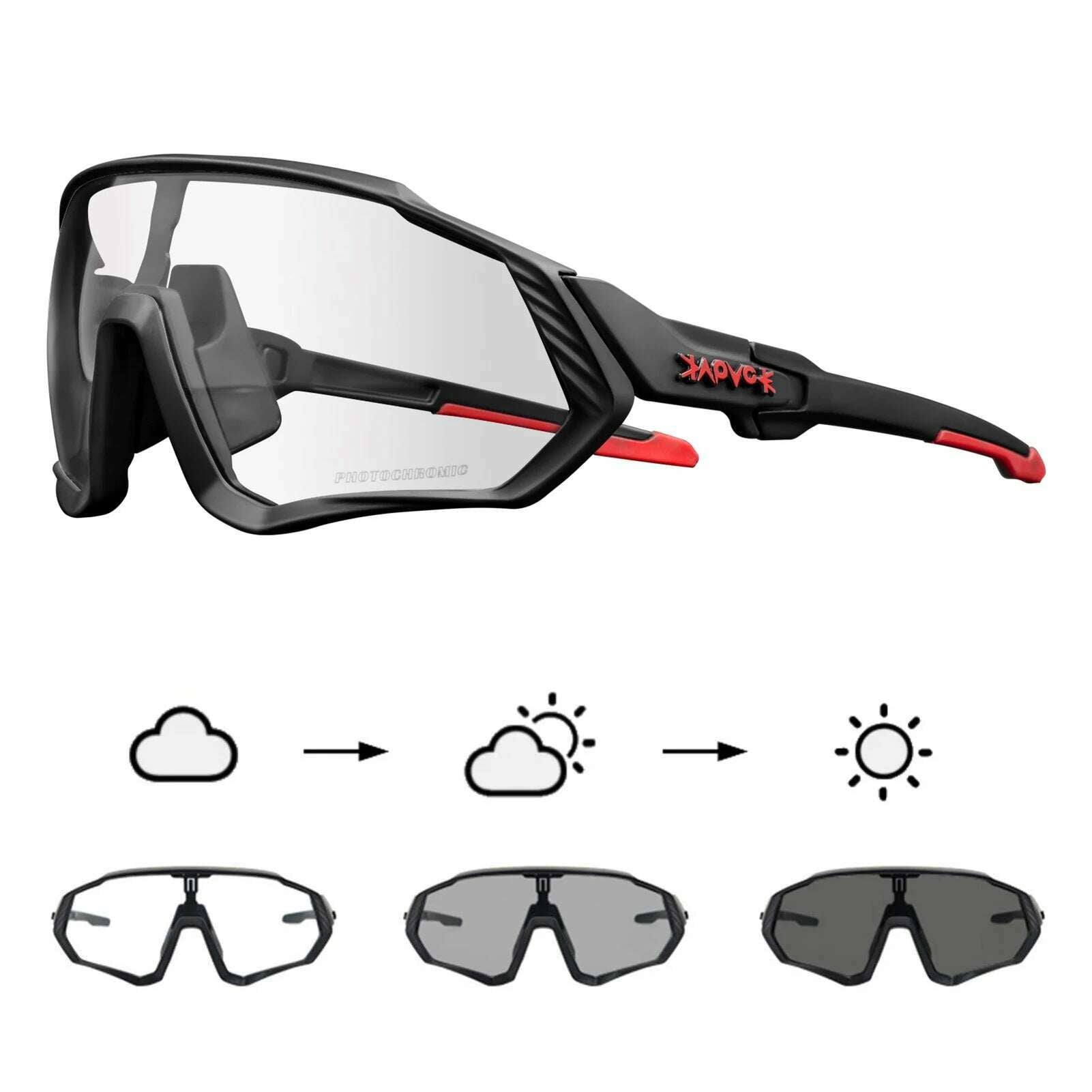 KIMLUD, Kapvoe Cycling Glasses Photochromic Bicycle Goggles Outdoor Sports Cycling Sunglasses Built-in Myopia Frame UV400 Bike Eyewear, 03 / Photochromic-1Lens, KIMLUD APPAREL - Womens Clothes