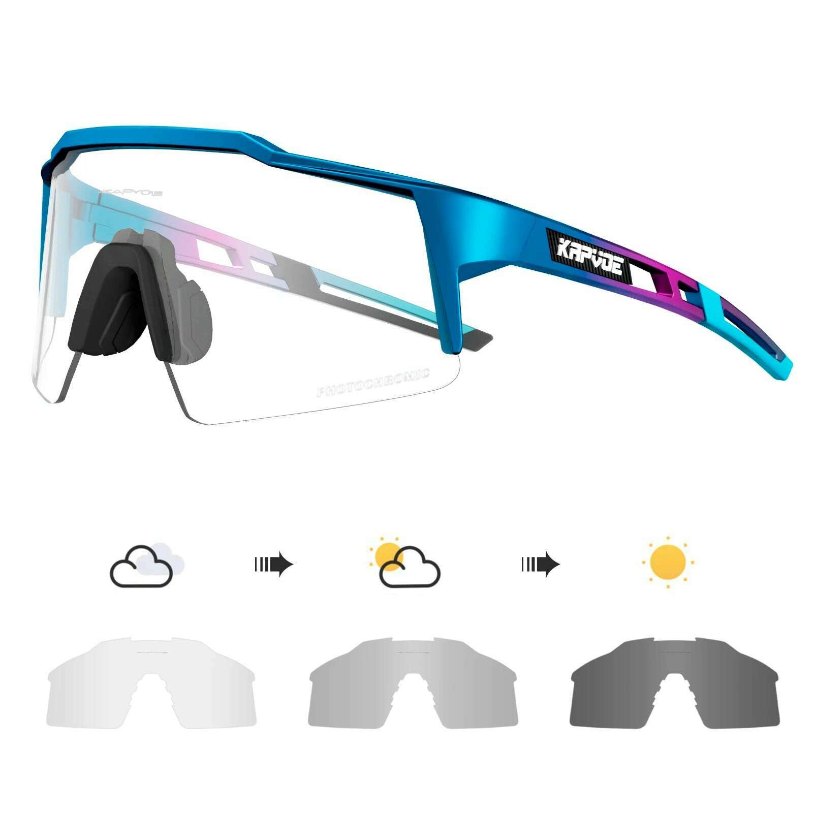 Kapvoe Photochromic Cycling Sunglasses for Men Glasses Fashion Mountain Bicycle Road Speed Cool Goggles Eyewear Sports MTB Bike - KIMLUD