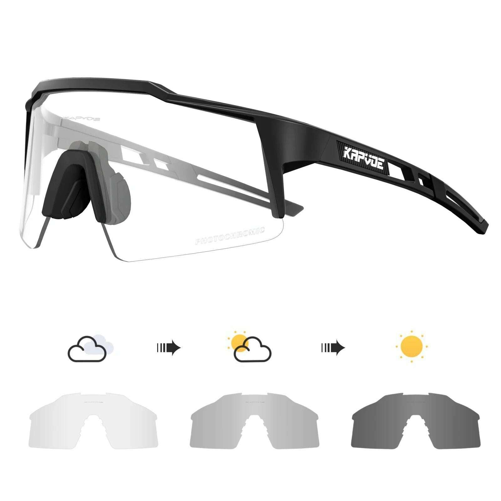 Kapvoe Photochromic Cycling Sunglasses for Men Glasses Fashion Mountain Bicycle Road Speed Cool Goggles Eyewear Sports MTB Bike - KIMLUD