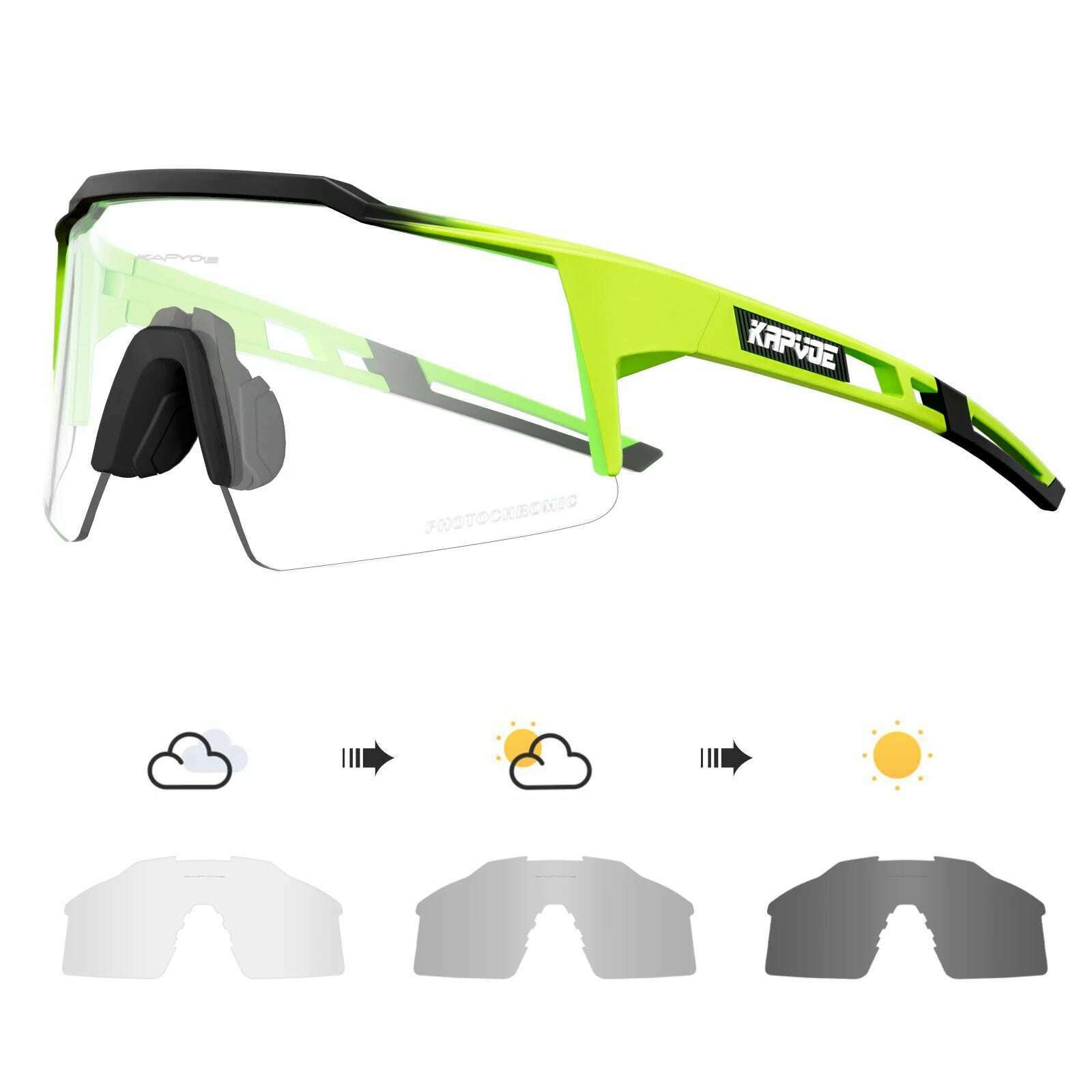 Kapvoe Photochromic Cycling Sunglasses for Men Glasses Fashion Mountain Bicycle Road Speed Cool Goggles Eyewear Sports MTB Bike - KIMLUD