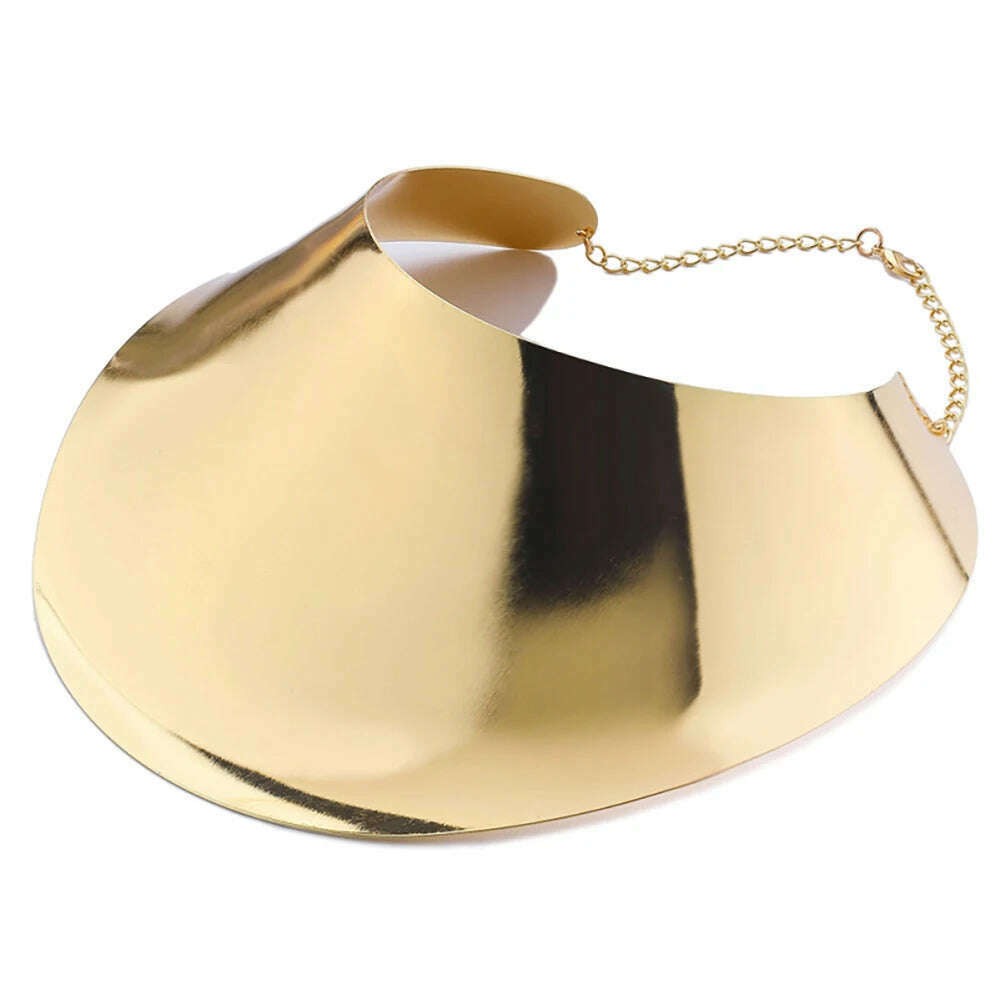 KDLUN Indian Jewelry Sets Gold Color Metal Exaggerated Torque Big Bib Collar Choker Necklace Earrings Bracelet Set African Women - KIMLUD