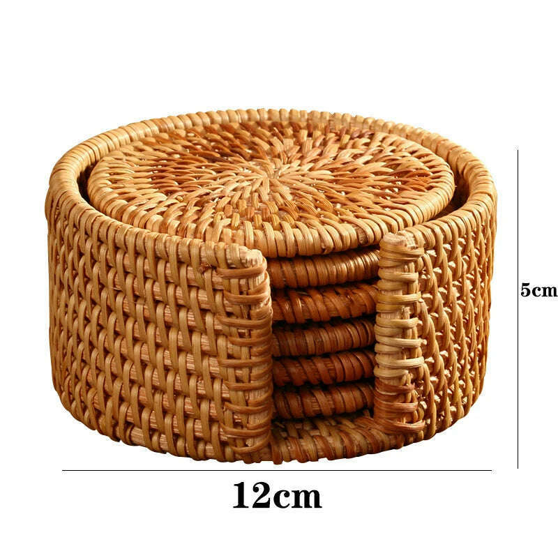 KIMLUD, KEMORELA 1PC Round Natural Rattan Coasters Bowl Pad Handmade Padding Cup Mat Insulation Placemats Kitchen Decoration Accessories, KIMLUD Womens Clothes