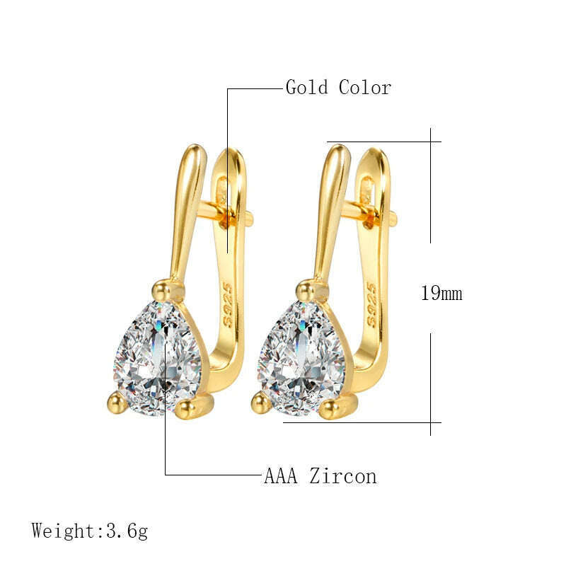 Kinel Luxury Bridal Wedding Stud Earrings Gold Silver Color Water Drop AAA Cubic Zirconia Earrings For Women Fasion Jewellery - KIMLUD