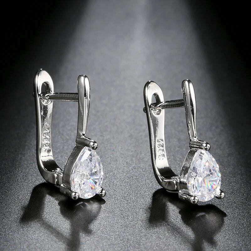 Kinel Luxury Bridal Wedding Stud Earrings Gold Silver Color Water Drop AAA Cubic Zirconia Earrings For Women Fasion Jewellery - KIMLUD