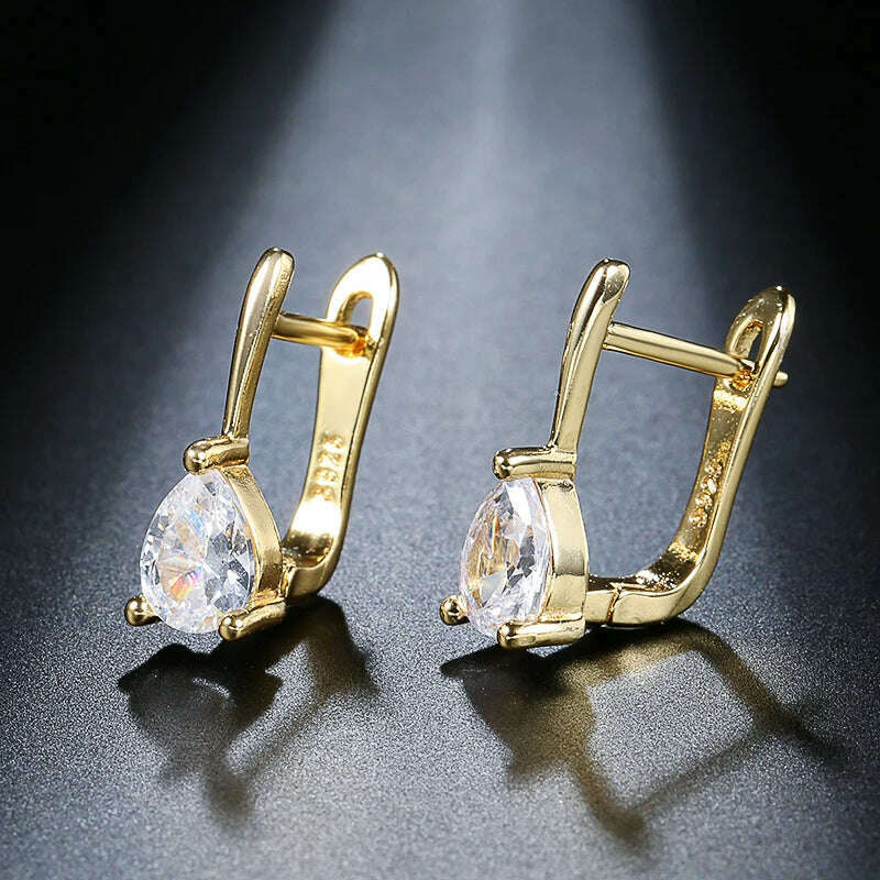 Kinel Luxury Bridal Wedding Stud Earrings Gold Silver Color Water Drop AAA Cubic Zirconia Earrings For Women Fasion Jewellery - KIMLUD