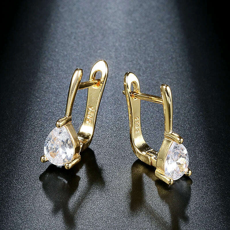 Kinel Luxury Bridal Wedding Stud Earrings Gold Silver Color Water Drop AAA Cubic Zirconia Earrings For Women Fasion Jewellery - KIMLUD