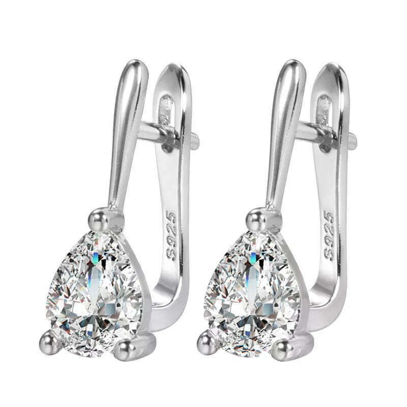 Kinel Luxury Bridal Wedding Stud Earrings Gold Silver Color Water Drop AAA Cubic Zirconia Earrings For Women Fasion Jewellery - KIMLUD
