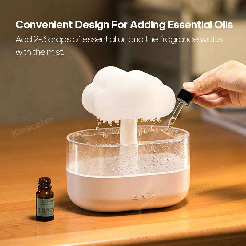 KIMLUD, KINSCOTER Rain Clouds Aroma Diffuser Zen Raindrops Air Humidifier Essential Oil Diffuser USB Desktop Ultrasonic Sprayer, KIMLUD Womens Clothes