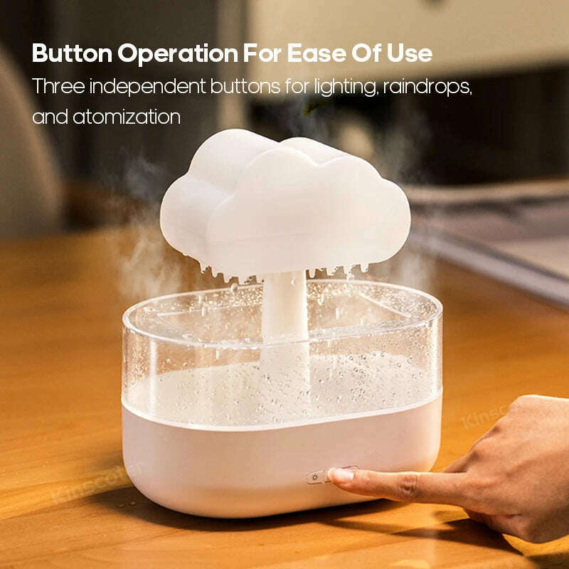 KINSCOTER Rain Clouds Aroma Diffuser Zen Raindrops Air Humidifier Essential Oil Diffuser USB Desktop Ultrasonic Sprayer - KIMLUD