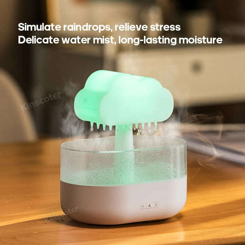 KIMLUD, KINSCOTER Rain Clouds Aroma Diffuser Zen Raindrops Air Humidifier Essential Oil Diffuser USB Desktop Ultrasonic Sprayer, KIMLUD Womens Clothes