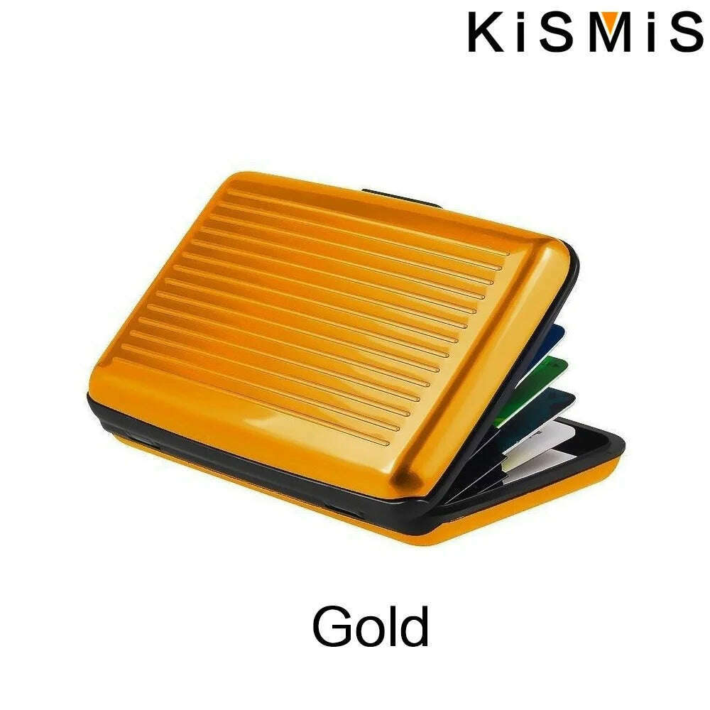 KIMLUD, KISMIS RFID Metal Wallet and Business ID Credit Card Women Men Business ID Credit Card,Protector Wallet Card Holder Package Box, Gold, KIMLUD APPAREL - Womens Clothes