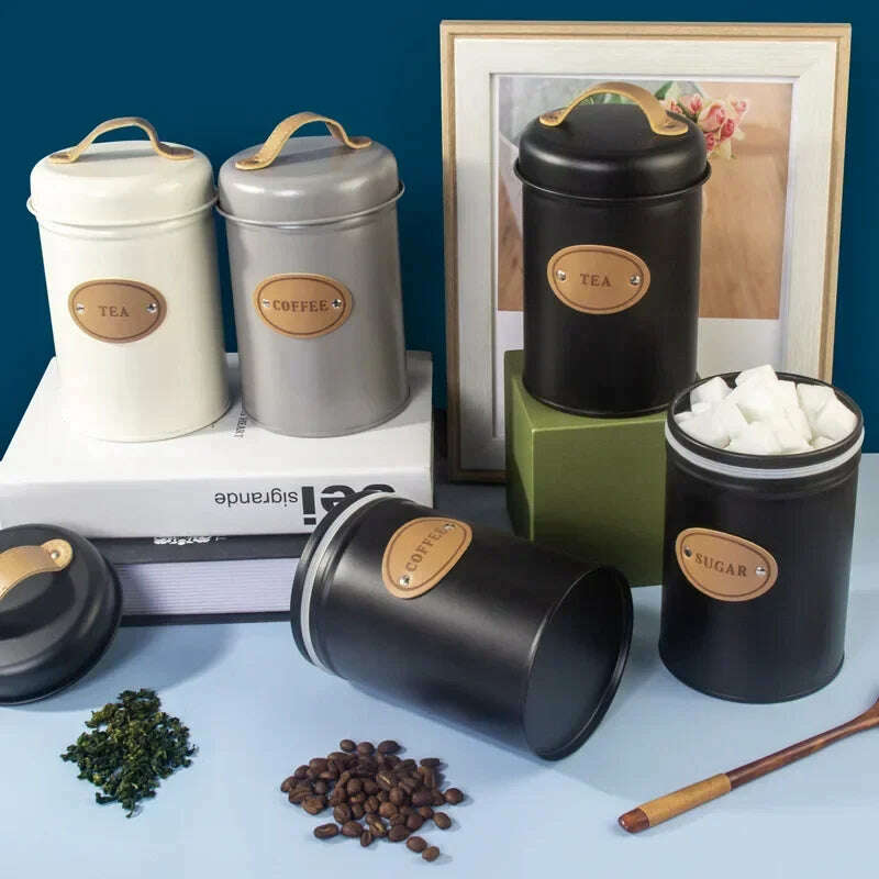 Kitchen Countertop Spice Jars Airtight Coffee Container Storage Canister Food Organizer Sealed Kitchen Vacuum Box Home Organizer - KIMLUD