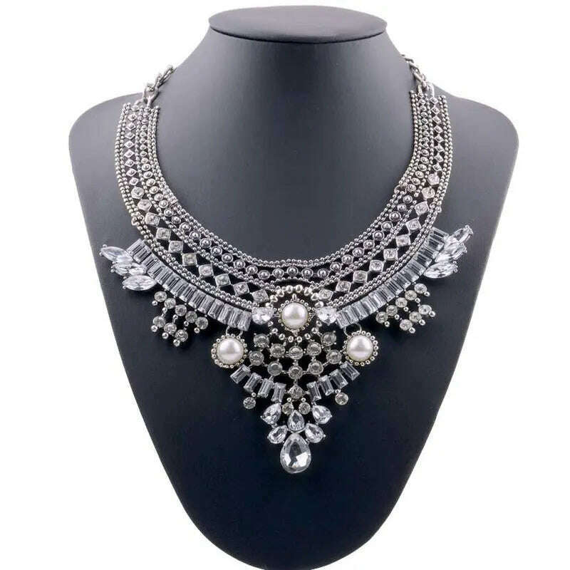 KIMLUD, KMVEXO Gypsy Vintage Maxi Jewelry Trendy Collar Ethnic Bohemian Statement Necklace Women High Quality Crystal Choker Necklaces, KIMLUD Womens Clothes