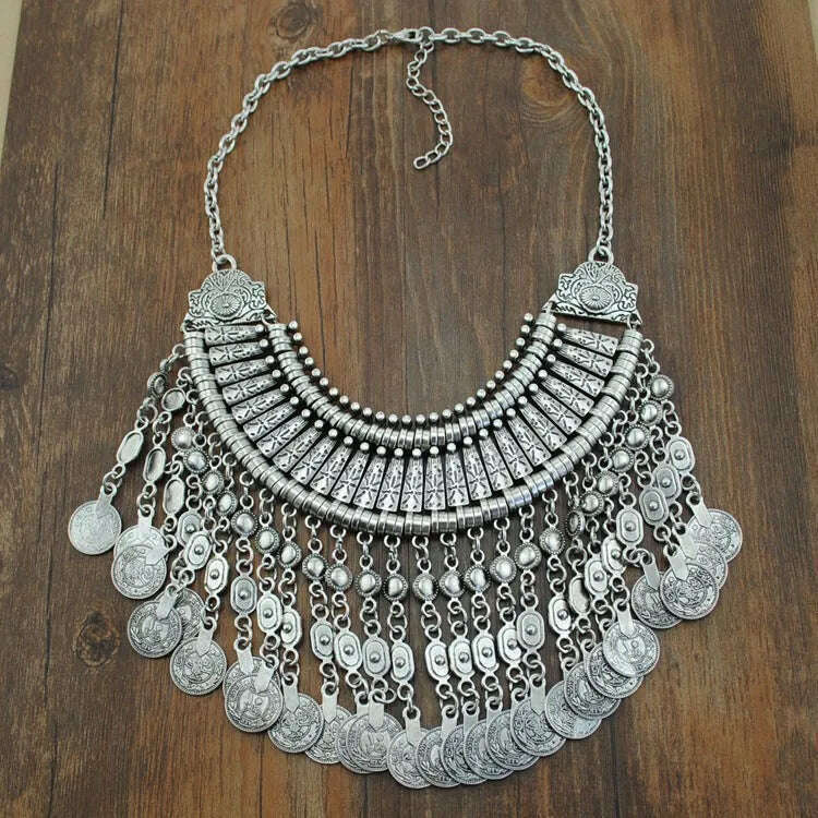 KIMLUD, KMVEXO Vintage Multilayer Maxi Boho Statement Necklaces & Pendants Bohemian Coin Necklace Women 2020 Female Choker Collier Femme, KIMLUD Womens Clothes