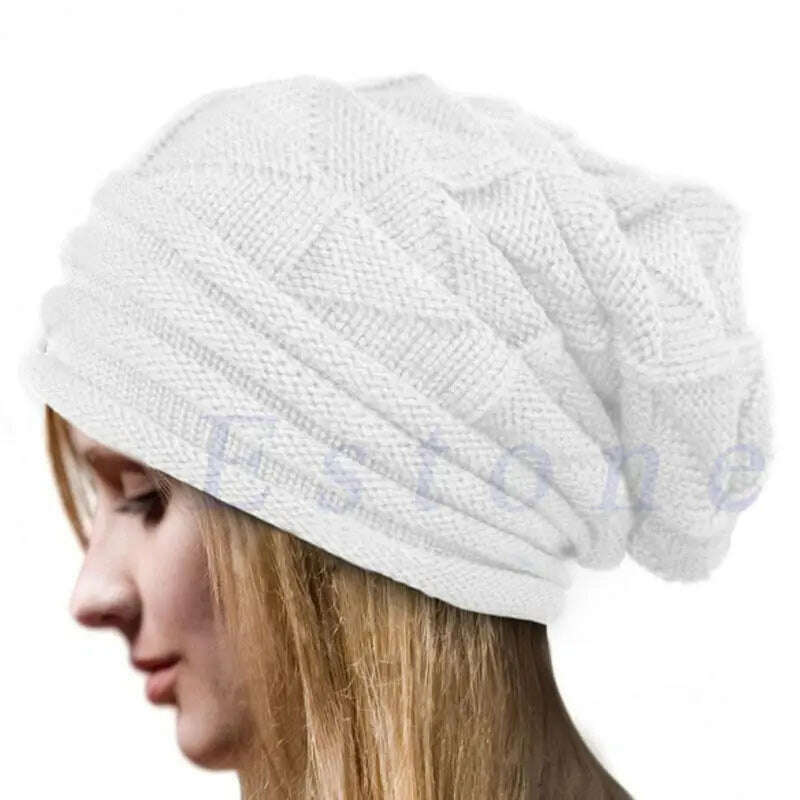 Knitted Baggy Beanie Oversized Winter Hat Ski Slouchy Cap Skullies Beanies Women Men Winter Wool Warm Cap Beanies Unisex - KIMLUD