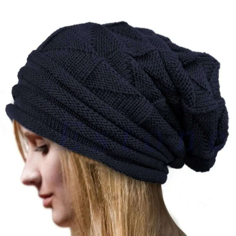 Knitted Baggy Beanie Oversized Winter Hat Ski Slouchy Cap Skullies Beanies Women Men Winter Wool Warm Cap Beanies Unisex - KIMLUD