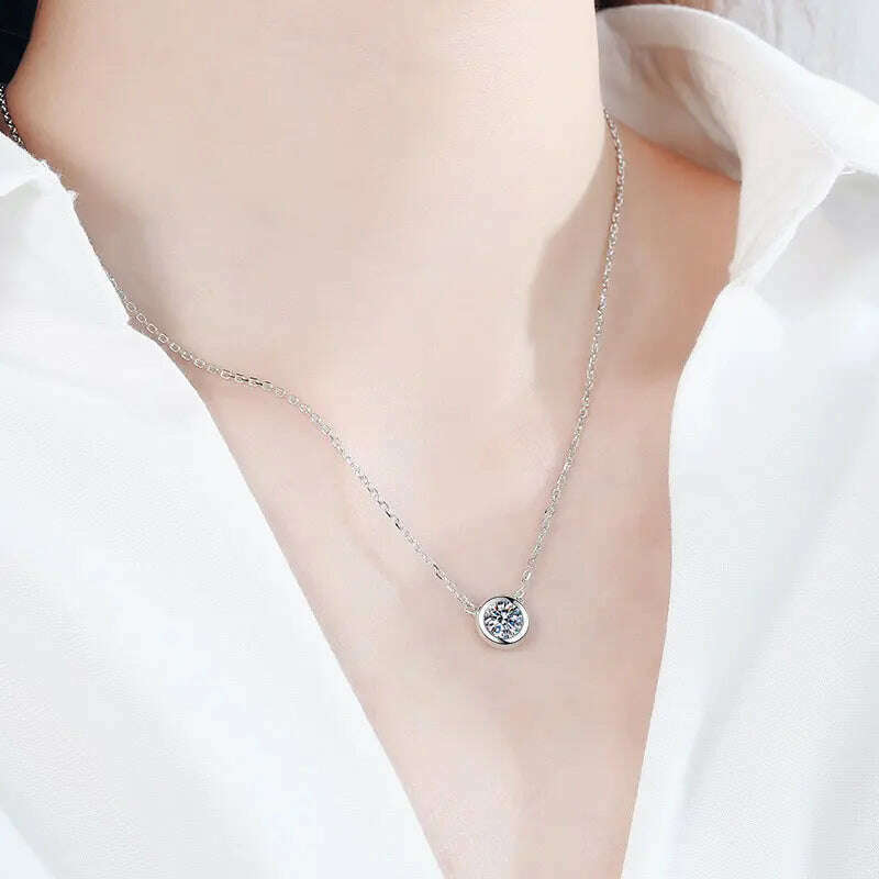 KNOBSPIN D Color Moissanite Necklace for Woman Birthday Party Jewely with GRA 925 Sterling Sliver Plated 18k White Gold Necklace - KIMLUD