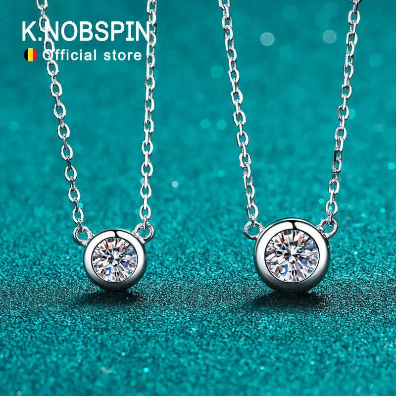 KNOBSPIN D Color Moissanite Necklace for Woman Birthday Party Jewely with GRA 925 Sterling Sliver Plated 18k White Gold Necklace - KIMLUD