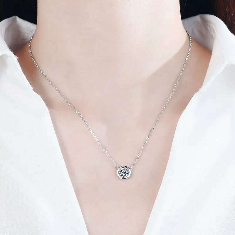 KNOBSPIN D Color Moissanite Necklace for Woman Birthday Party Jewely with GRA 925 Sterling Sliver Plated 18k White Gold Necklace - KIMLUD