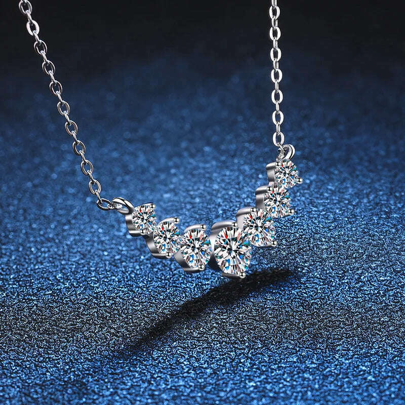 K.NOBSPIN Moissanite Necklace for Woman Wedding Fine Jewely with Certificates 925 Sterling Sliver Plated 18k White Gold Necklace - KIMLUD