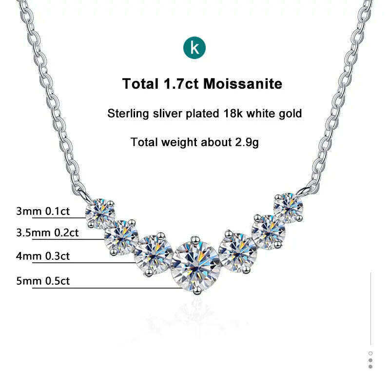 K.NOBSPIN Moissanite Necklace for Woman Wedding Fine Jewely with Certificates 925 Sterling Sliver Plated 18k White Gold Necklace - KIMLUD