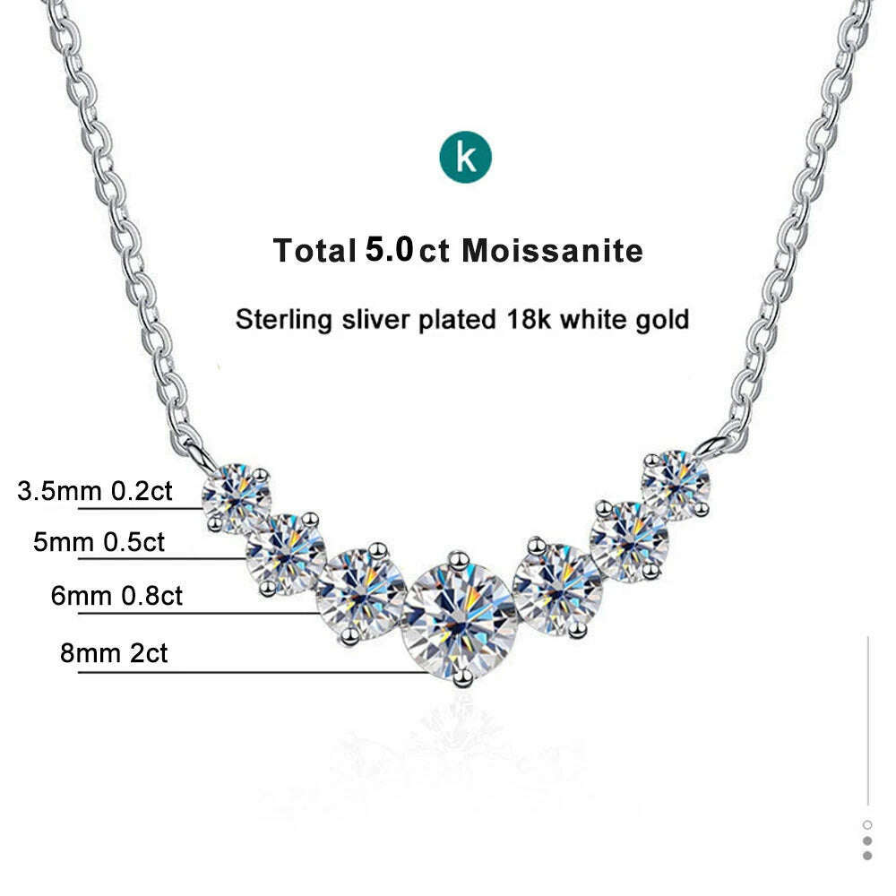 K.NOBSPIN Moissanite Necklace for Woman Wedding Fine Jewely with Certificates 925 Sterling Sliver Plated 18k White Gold Necklace - KIMLUD