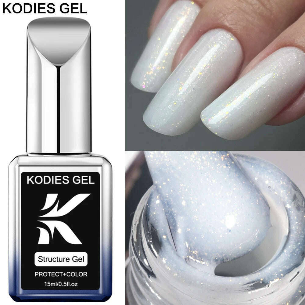 KIMLUD, KODIES GEL Kitty White Rubber Base Gel Nail Polish Pearl Shine 15ML Semi Permanent UV Self Leveling Structure Construction Gels, KIMLUD Womens Clothes