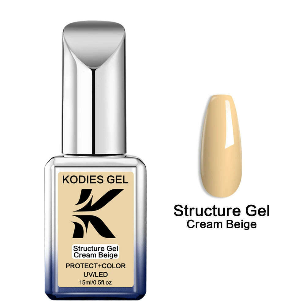 KIMLUD, KODIES GEL Kitty White Rubber Base Gel Nail Polish Pearl Shine 15ML Semi Permanent UV Self Leveling Structure Construction Gels, Creamy Beige, KIMLUD APPAREL - Womens Clothes