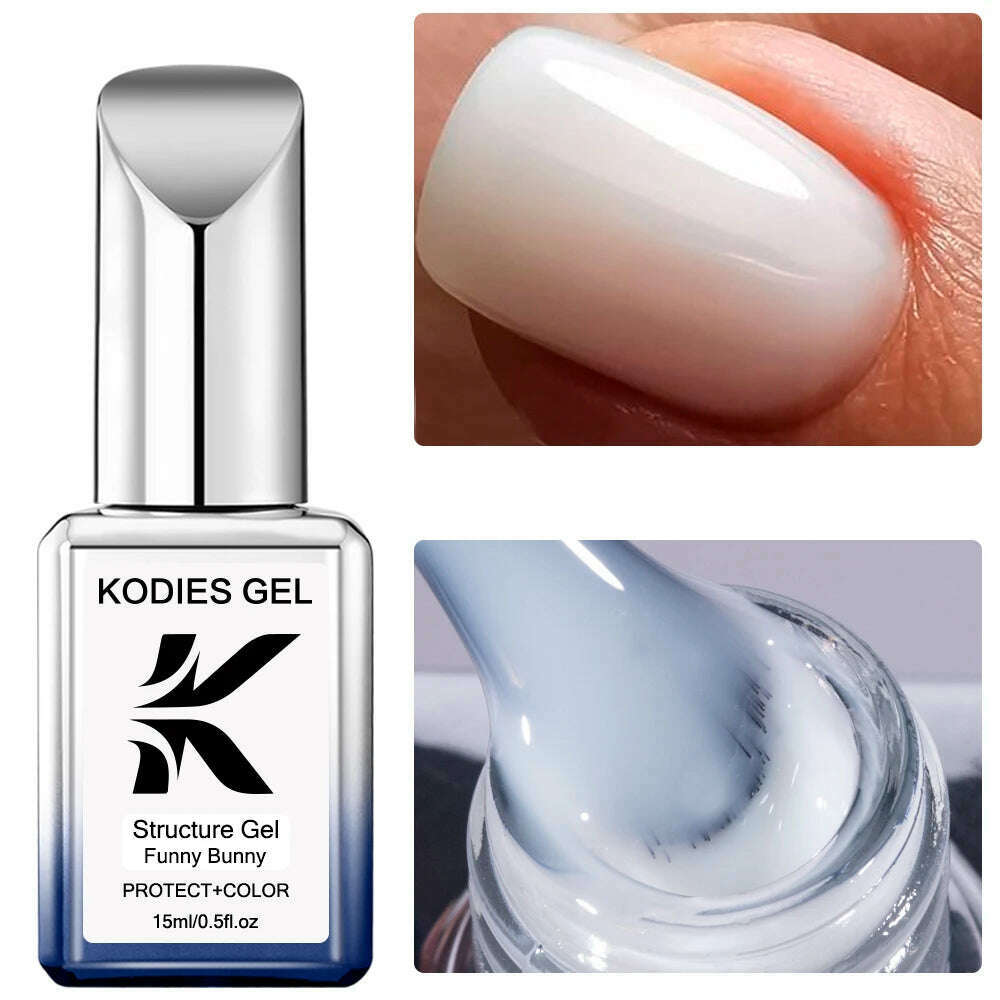 KIMLUD, KODIES GEL Kitty White Rubber Base Gel Nail Polish Pearl Shine 15ML Semi Permanent UV Self Leveling Structure Construction Gels, Funny Bunny, KIMLUD APPAREL - Womens Clothes